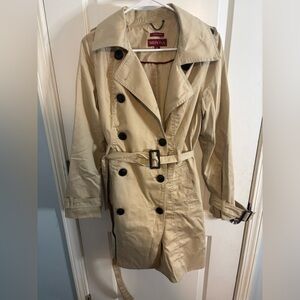 Merona Women's Beige Trench Coat size M EUC
